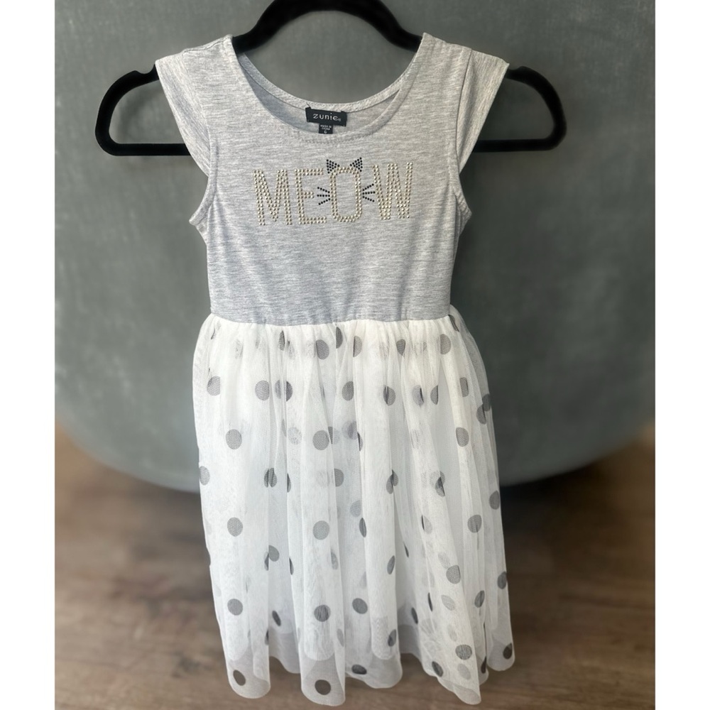 “Meow” Polka Dot Girls Dress